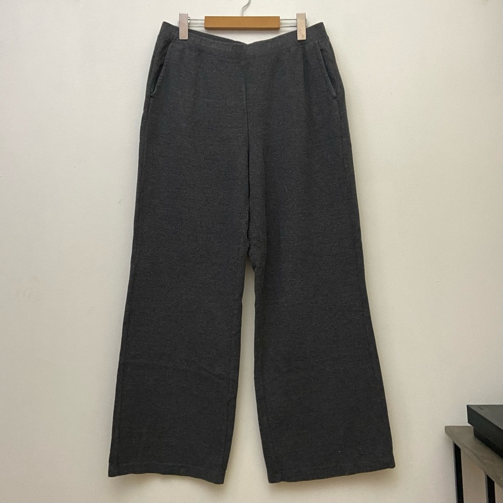 Uniqlo Gray Knit Wide Leg Lounge Pants - Picture 2 of 10